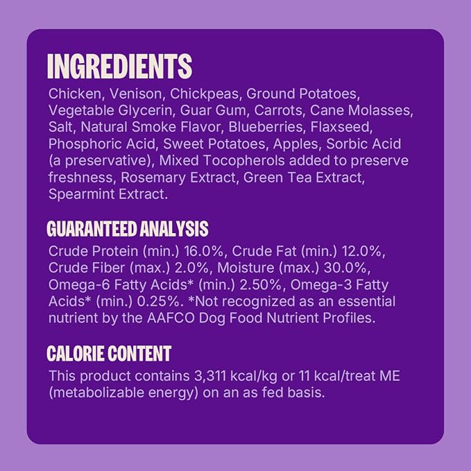 Wellness Rewarding Life Soft Dog Training Treats, Natural, Grain Free, Chicken and Venison Recipe, 6 oz Bag