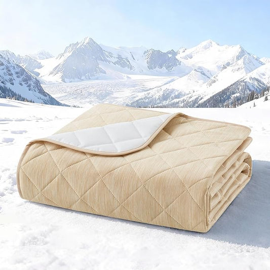 COZY KISS Dog Cooling Mat 82"x102" Q-Max>0.4, Extra Large Waterproof Cooling Dog Bed Cover, Leakproof Non-Slip Pet Mat, Furniture Protector Washable Cooling Blanket for XL Dogs, Sofa Cover (Beige)