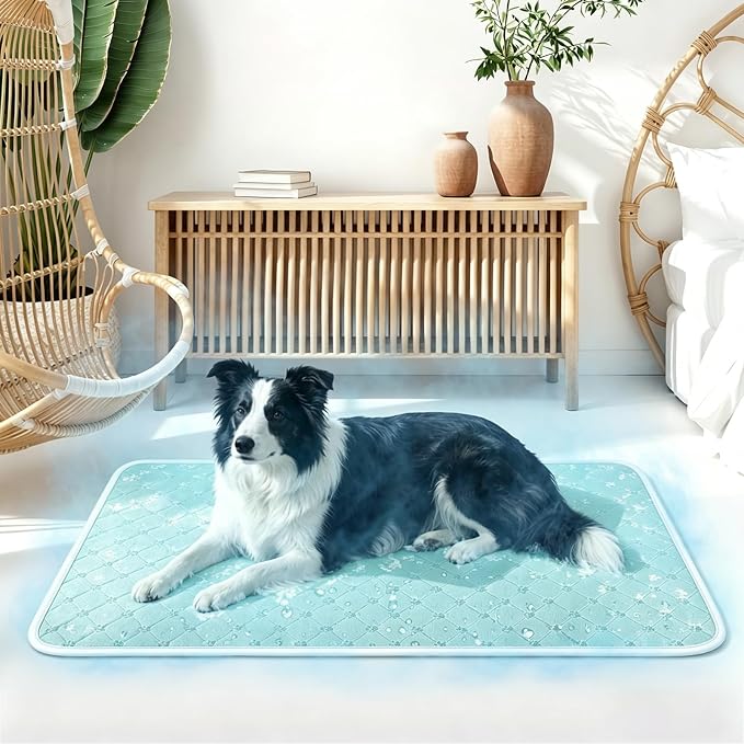 Cooling Mat for Dogs, 36x24, Blue | Q-Max>0.5, Thin Breathable Blanket, Anti-Slip Bottom, Washable, Portable for Travel