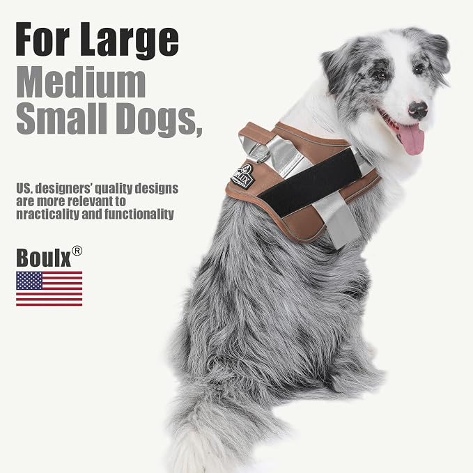 Dog Harness, No-Pull Reflective Dog Vest, Breathable Adjustable Pet Harness with Handle for Outdoor Walking - No More Pulling, Tugging or Choking