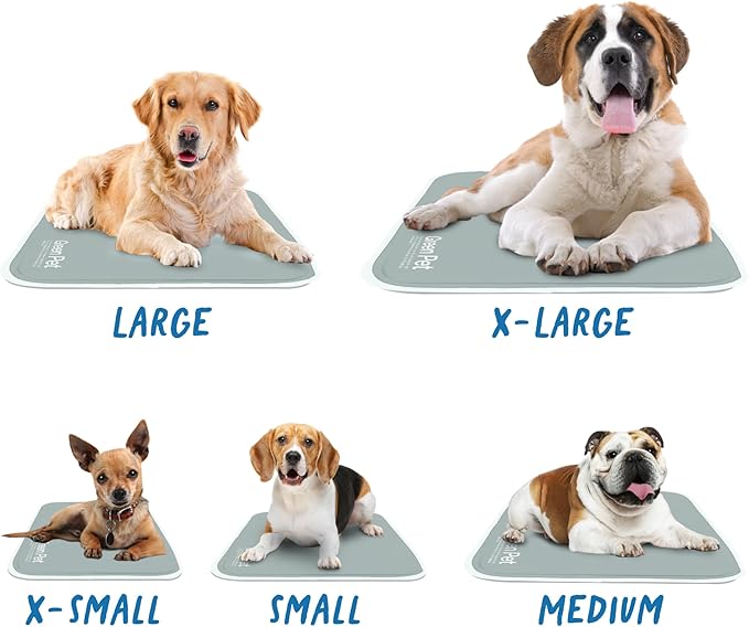 The Green Pet Shop Cool Pet Pad - Large, Sage Grey - Self-Cooling, Pressure Activated Mat for Dogs & Cats from 46-80 lbs - Non-Toxic Gel, No Water Needed