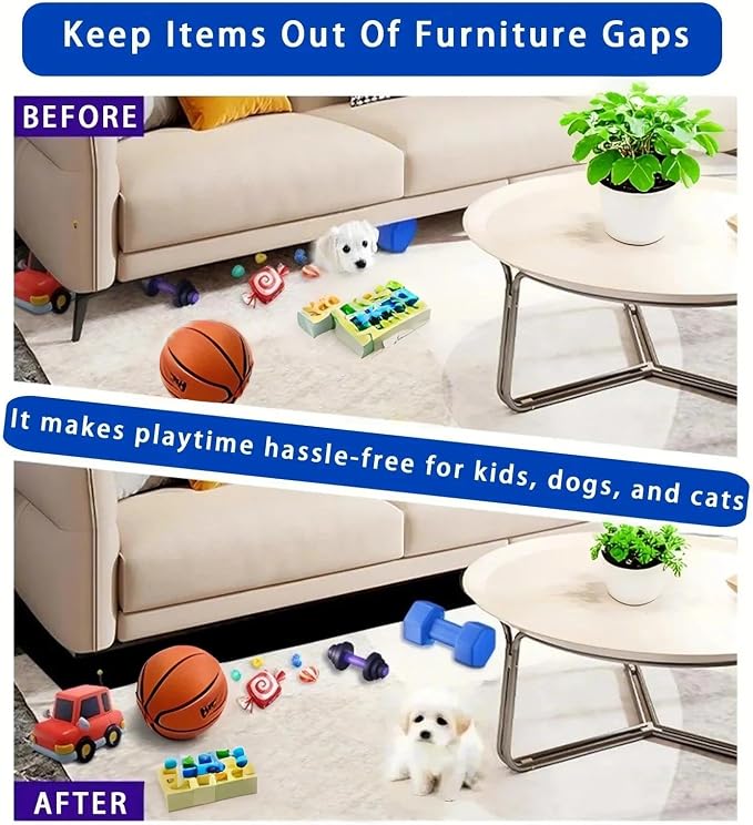 Under Couch Blocker, Adjustable Elastic Strap Barrier to Prevent Toys and Items from Going Under Furniture, Under Bed Blocker Gap Bumper for Pets (Couch Short (3 * 132))