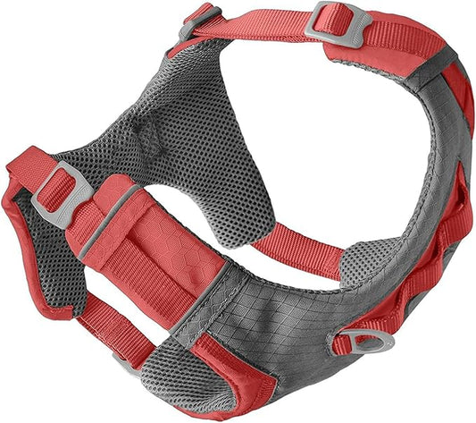 Kurgo Journey Air Dog Harness - Secure Fit for Active Dogs - Padded Chest - Lightweight Ripstop Fabric - Breathable Mesh - Reflective Trim - Back Assist Handle - Coral - X-Large