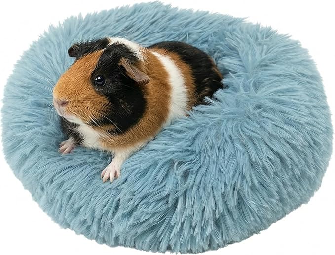 Guinea Pig Bed 11.8 Inch for Small Animal，Washable Small Animal Beds，Hideout Soft & Comfortable Donut Bed for Dwarf Rabbits/Hamster/Hedgehog/Ferrets,Blue