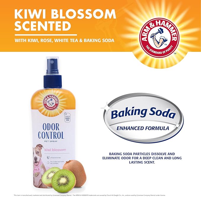Arm & Hammer for Pets Super Deodorizing Spray for Dogs | Best Odor Eliminating Spray for All Dogs & Puppies | Fresh Kiwi Blossom Scent That Smells Great, 6.7 Ounces - 2 Pack