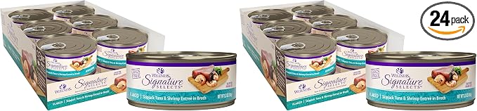 Wellness CORE Signature Selects Flaked Adult Wet Cat Food,Natural,Protein-Rich,Grain Free,5.3 Ounce (Skipjack Tuna & Shrimp),(Pack of 24)