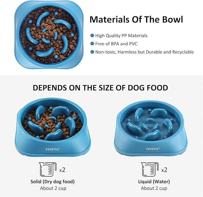YINEYA Slow Feeder Dog Bowls, Pet Supplies That Slow Down Eating, Pet Food Bowls, Maze Dog Puzzle Feeder for Medium Breed