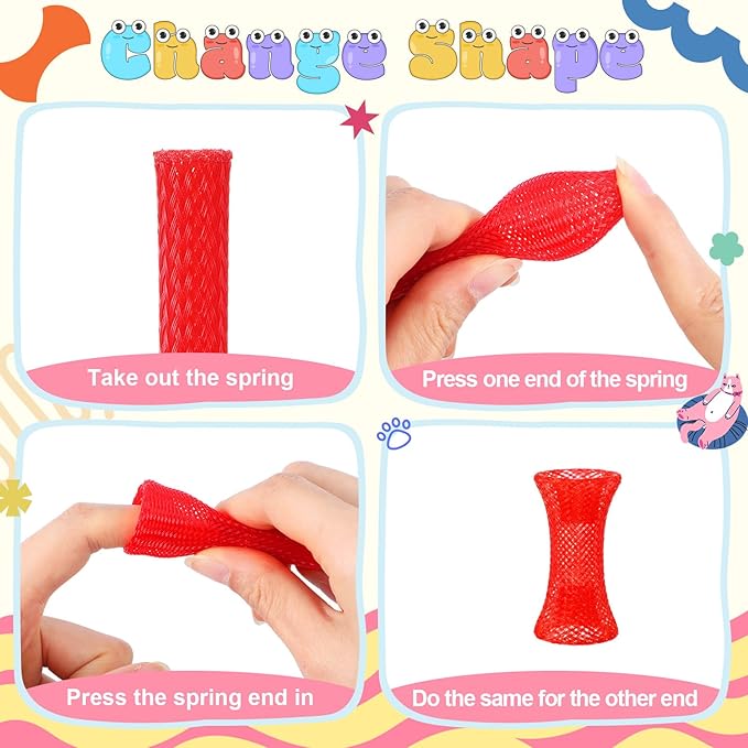 Leitee 60 Pcs Cat Spring Toys Kitten Tubes Indoor Interactive Chinese Finger Trap Cat Toys Plastic Coil for Pet Hunt Scratch(Rainbow Colors)
