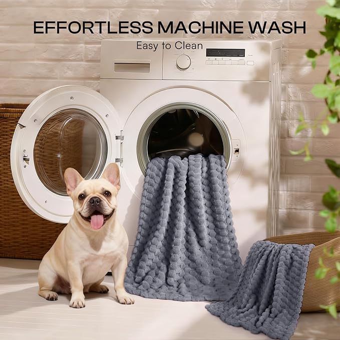 Luciphia 300GSM Fleece Dog Blanket for Small Medium Large Dogs 3D Jacquard 1 Pack 3 Flannel Puppy Cat Pet Throw Blankets Soft Washable Decorative Furniture Protect Pcs3-Grey, M(30''x20'')
