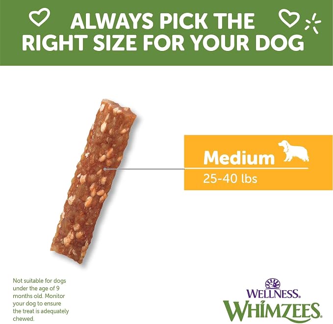 Whimzees Wellness Veggie Strip Natural Dog Dental Treat, Chews, Freshens Breath, Medium Size, 14.81 oz Bag, 14 Count