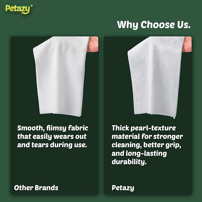 Petazy Pet Wipes for Dogs and Cats – 400 Count (8x8in) Hypoallergenic, Deodorizing Dog Wipes for Paws, Ears and Butt | XL with Aloe & Coconut Oil, Chamomile Scented | Includes 4 Grooming Glove Wipes