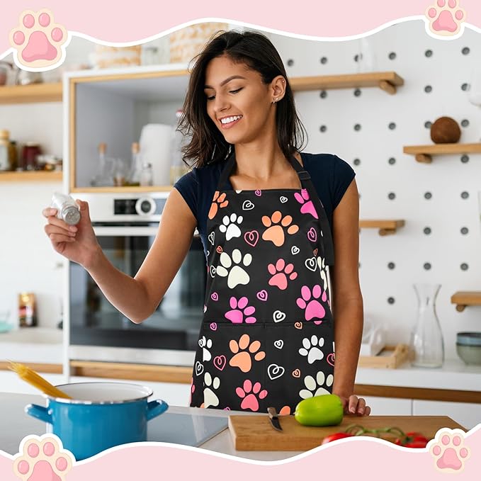 Dog Grooming Waterproof Apron with 2 Pockets, Cute Animals Puppy Dog Pets Apron
