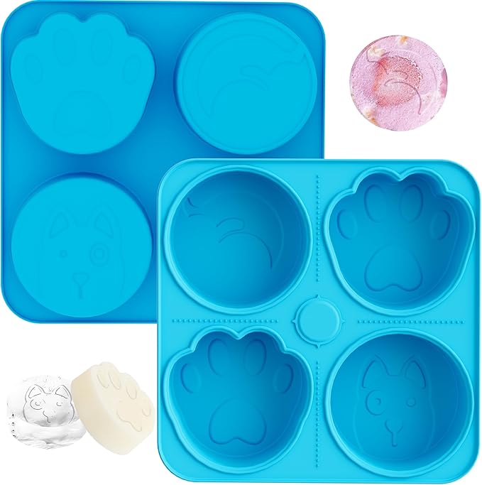 UPSKY 2PCS Dogs Treat Molds, Silicone Dog Treat Ice Cube Trays for Freezer, Reusable Ice Molds for Frozen Treats, Fits Most Dog Water Bowls, for Peanut Butter, Yogurt, Fruit, Broth & More