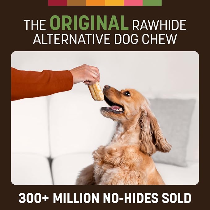 Earth Animal No Hide Chews - Long Lasting Rawhide Free Small Dog Chews Rolls, Pork - 2 Count