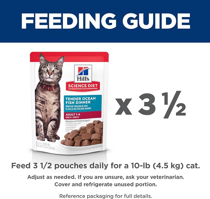 Hill's Science Diet Adult 1-6 Wet Cat Food, Ocean Fish, 2.8 oz. Pouches, 24-Pack