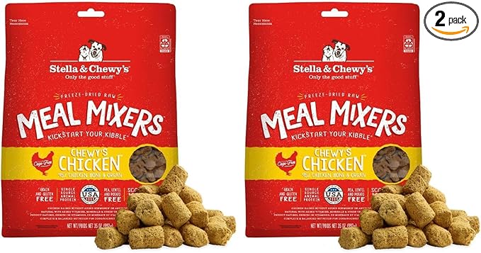 Stella & Chewy's Freeze-Dried Raw Chicken Meal Mixers- Dog Food Topper and Mixer - Made with 95% Cage-Free Chicken,Organs & Bone - Perfect for Picky Eaters - Grain-Free - 35oz,(Pack of 2)