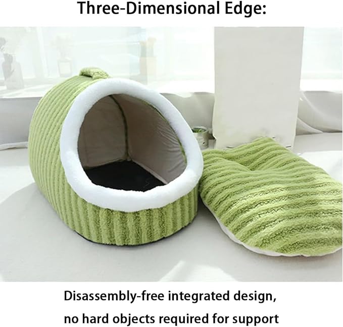 Warm Nest Bed, Soft Cozy Pet Cave with Removable Cushion, Non-Slip Washable Soft Slipper Cave for Small and Medium Pets (Blue, Large)