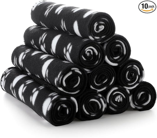 Tatuo 10 Pieces Pet Blankets with Paw Print Dog Cat Fleece Blankets Soft Warm Sleep Mat Pad Bed Cover for Kitten Puppy and Other Small Animals, 24 x 28 Inch(Cool Color)