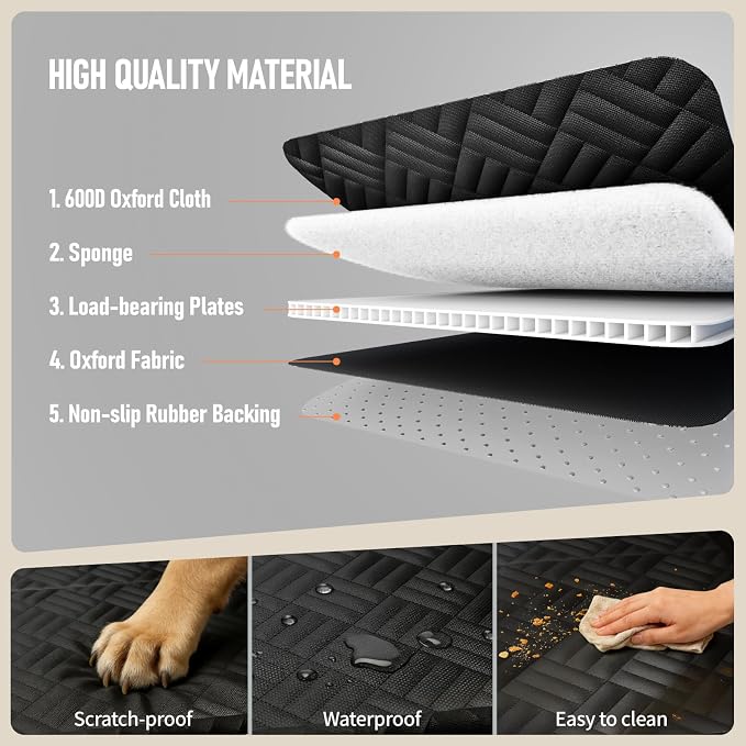 PROZAR Dog Car Seat Cover for Back Seat, Hard Bottom Back Seat Extender, Back Seat Pet Cover for Dogs - Supports 400lbs, Back Seat Pet Cover, Dog Hammock for Full-Size Trucks/SUVs