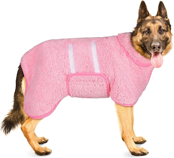 Bienbee Dog Bathrobe, Quick Drying Super Absorbent Pet Robes for Small Medium Large Dogs, Drying Coat for After Bath & Swim, Warm & Cozy Dogs Towels, Dog Puppy Bath Supplies, Pink XXL