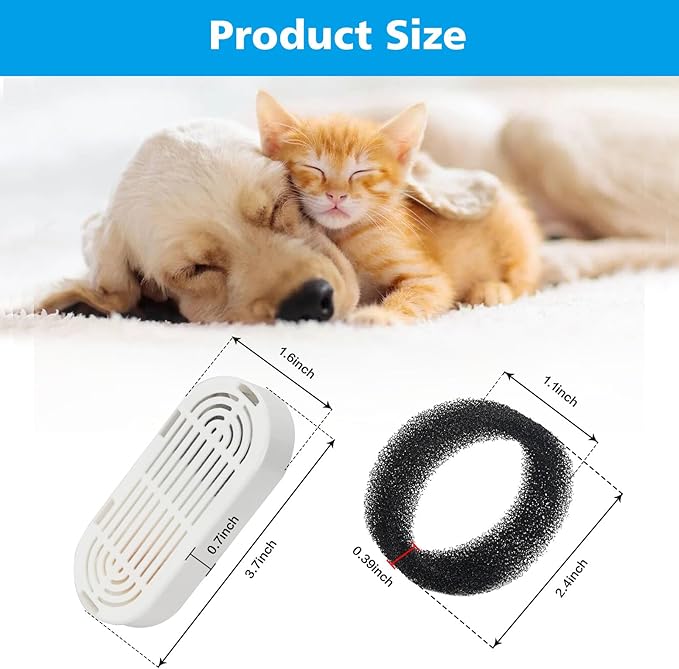 Cat Water Fountain Filter,Pet Fountain Filter Replacement for 3.2L/108oz Cat Drinking Fountain and 4L/134oz Stainless Steel Pet Fountain,Cat Fountain Filter Replacement with Pre-Filter Sponges