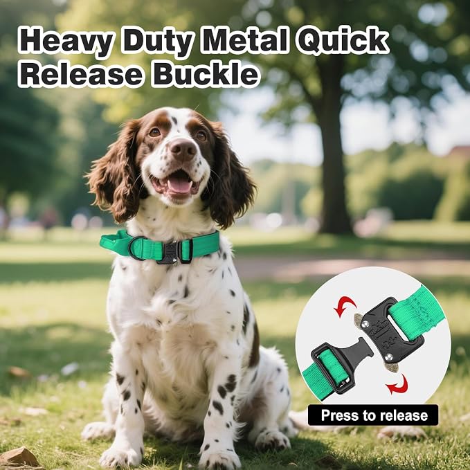 Joytale Tactical Dog Collar for Medium Dogs with Control Handle, Heavy Duty Military Training Collar for Power Breeds, AirTag Holder Case, Quick Release Metal Buckle, Soft Padded, M, Teal