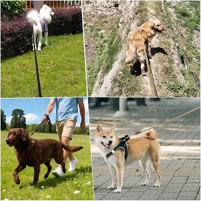 BTINESFUL 3ft/5ft/10ft Cotton Dog Leash, Braided Comfortable Rope Dog Leash for Strong Large Medium Dogs Walking Controling Hiking (1/2" x 3FT, Brown)