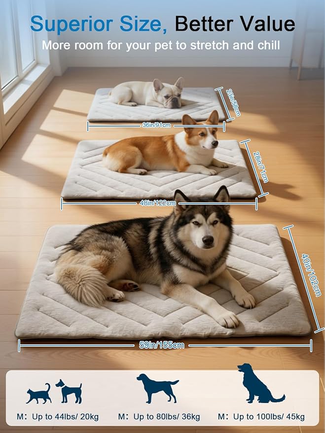 Dog Cooling Mat, Q-Max>0.46 Instant Cool Pad for Dogs, Reversible 4-Layer Thick Pet Cooling Pad, Machine Washable,for Crate, Car, Indoor & Outdoor Summer（Rectangle,Large-48 L x 28" W)