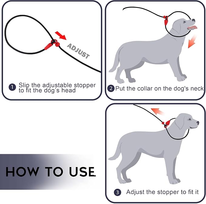 Slip Lead Dog Leash Slip Lead 6 FT Dog Training Leash 9 Colors Slip Leads for Dogs Dog Leashes for Medium Dogs No Pull Dog Leash Black