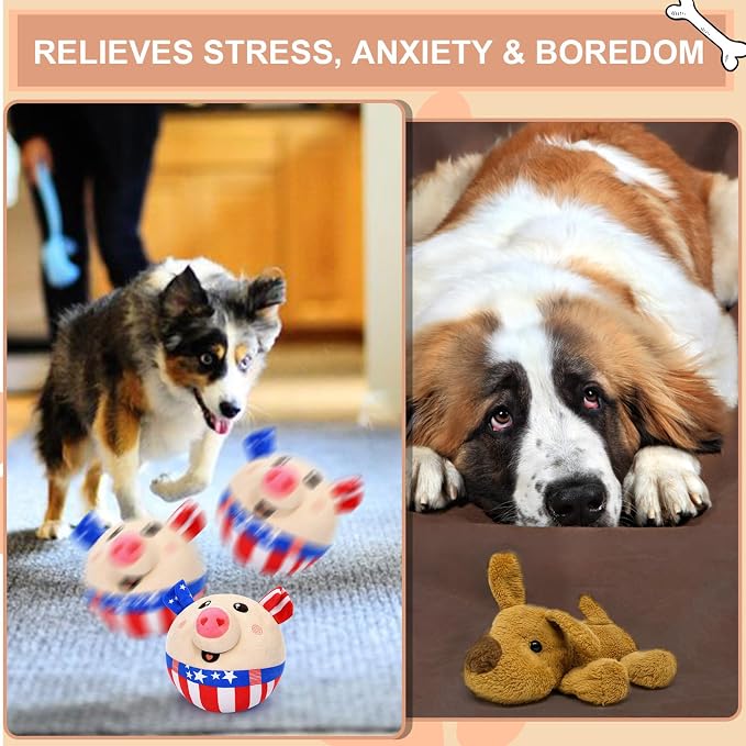 BABORUI Interactive Dog Toys Independence Pig, 4th of July Dog Toys with Recording and Music Modes, Independence Day Dog Toys for Small/Medium/Large Dogs to Keep Them Busy(Independence Pig)