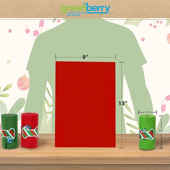 Greenbone Jar-O-Refills Dog Poop Bags & Dispenser, 28 Rolls - 336 Bags - Holiday Edition