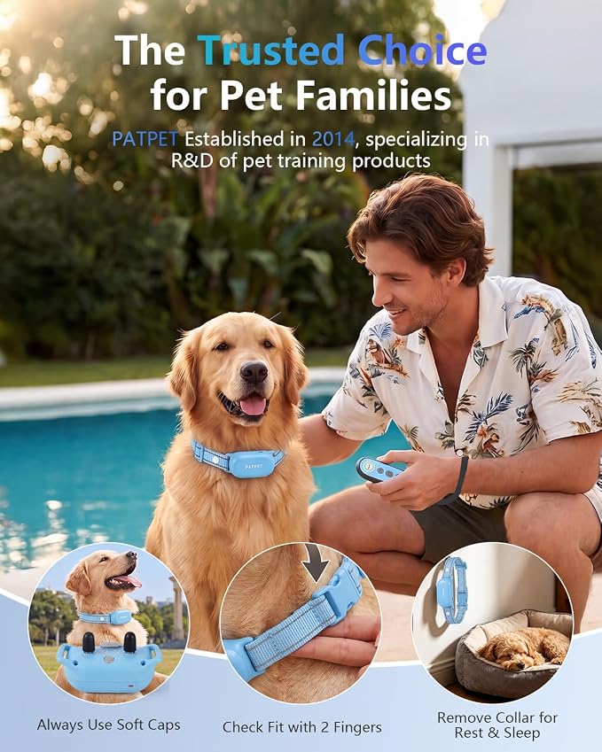 PATPET Shock Collar for Dogs(10-120lbs), 4000ft Rechargeable IPX7 Waterproof Training Collar with Remote for 2 Dogs- Electric Dog Collar for Small Medium Large Dogs 2 Packs