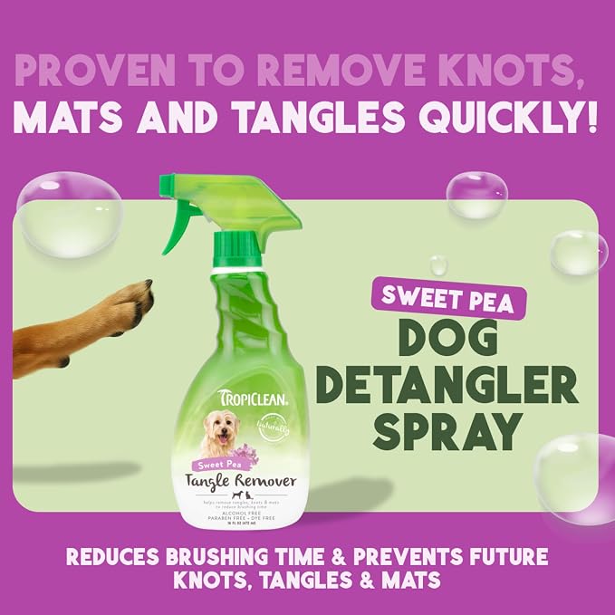 TropiClean 2-in-1 Dog Shampoo and Conditioner & Dog Detangler Spray Dematting, Grooming Bundle, Puppy Safe, Made in USA