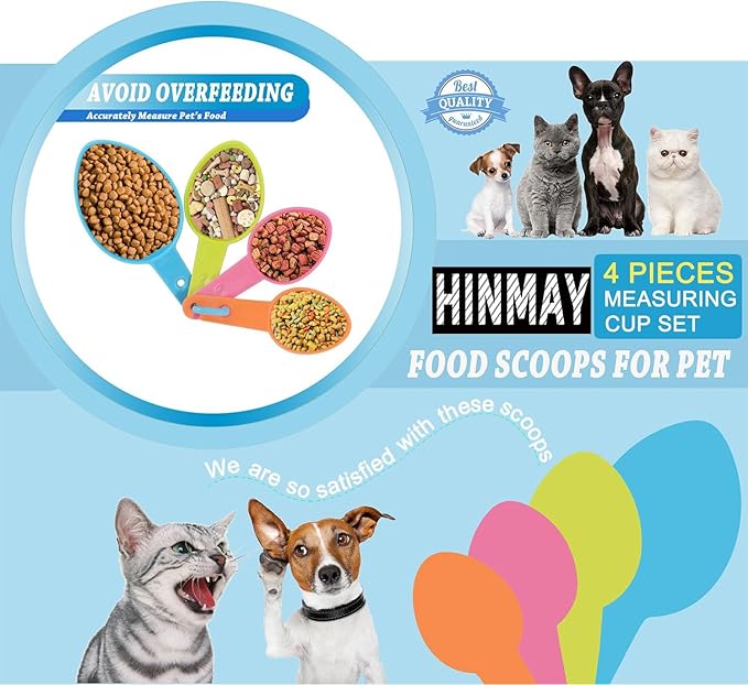 HINMAY Pet Food Scoops Plastic Measuring Cups Set for Dog Cat and Bird Food (Random Color)