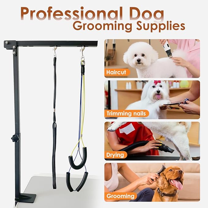 Professional Dog Grooming Arm Kit with Adjustable Hammock & No-Sit Haunch Restraints – All-in-One Solution for Small/Medium Pets