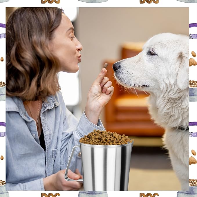 8 Cup Dog Food Scoop 304 Stainless Steel Dog Food Measuring Cups for Cat or Bird Pet Foods, Injection Molded and Dishwasher Safe (8 Cup)