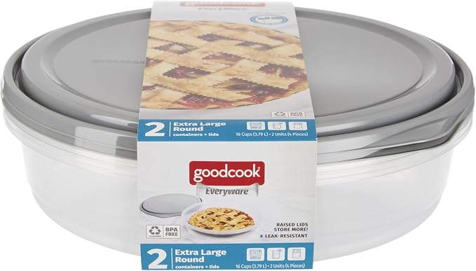 GoodCook EveryWare Extra Large 12 inch Round Container 4 pack, BPA Free