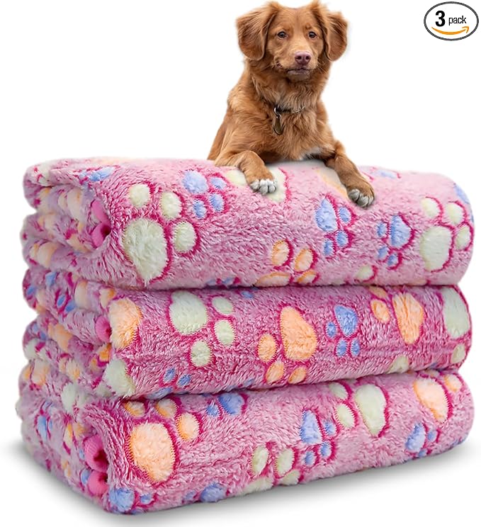 Dog Blankets for Medium Large Dogs Washable, 3 Pack Pet Blanket Washable 41" x 31", Fuzzy Soft Puppy Throw Cover for Kennel Crate Bed