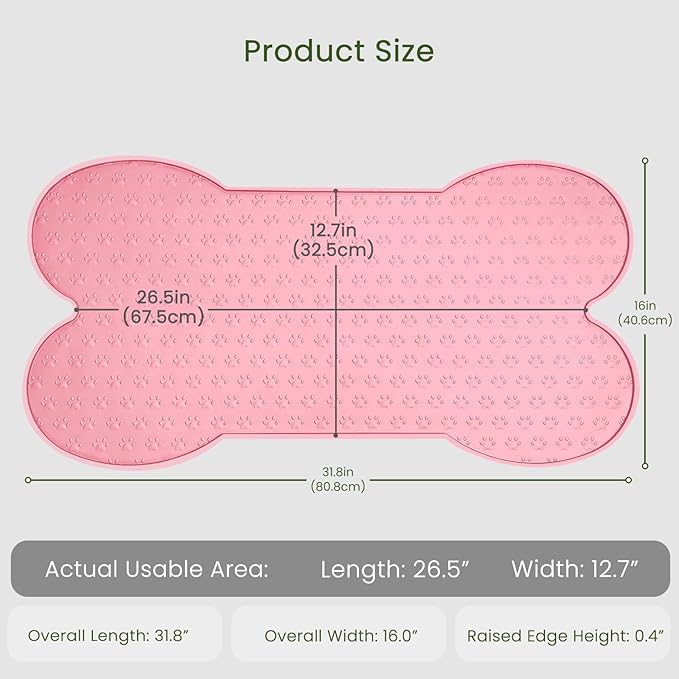 PWTAA Dog Food Mat Anti-Slip Silicone Dog Bowl Mat Thicker Pet Placemat Waterproof Cat Feeder Pad with Raised Edge Puppy Kitten Feeding Mats Suitable Small Medium-Sized Dogs Cats Eating Tray