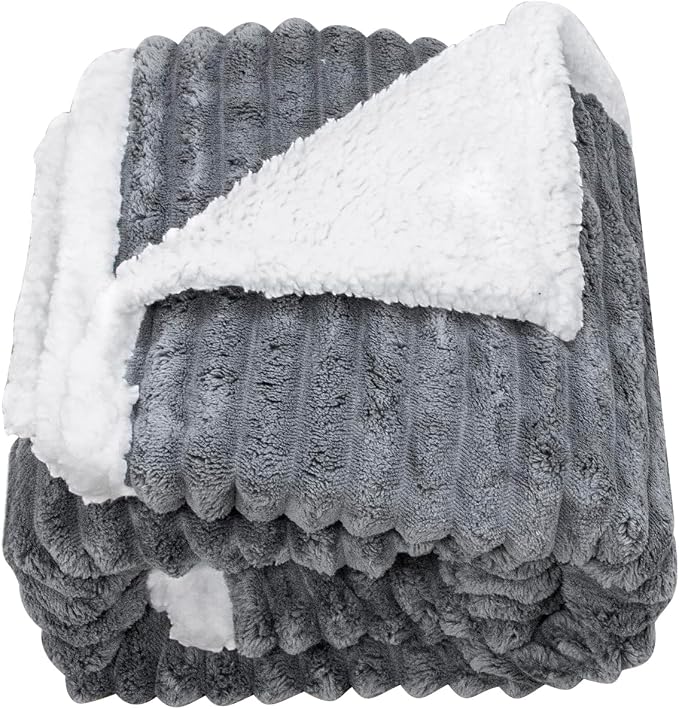 Waterproof Dog Blanket Soft Pet Cat Blanket Cozy Calming Sherpa Corduroy Fleece Blanket Reversible Furniture Bed Protector for Small Dogs Machine Washable Puppy Blanket, Drak Grey 30x40 in