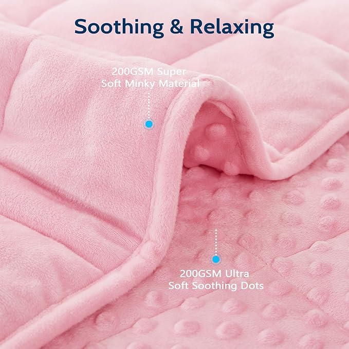 L'AGRATY Weighted Blanket for Adult - 60"x80" 22lbs Minky Dots Heavy Blanket with Glass Beads Soft Breathable for All-Season Summer Fall Winter Thick Comfort for Sleeping