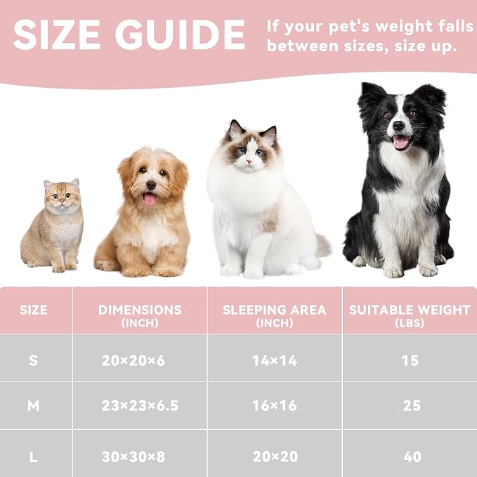 Zerbuger 20in Camel Round Cat Dog Bed Gift for Large Medium Small Dogs Cats, Machine Washable Sleeping Sofa, Non-Slip Bottom Breathable Soft Calming Pet Cuddler for Indoor/Outdoor/Car/Cage