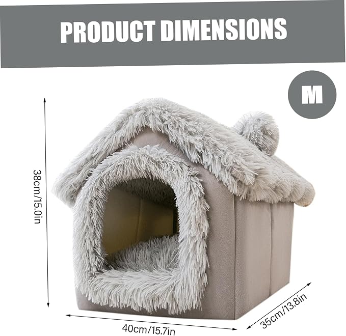 Enclosed Dog Bed Soft Warm Plush Dog Bed with Cover Cave Removable Washable Indoor Pet Tent House Cozy Hooded Sleeping Hut for Cats Puppies M 15.8x13.8x15in