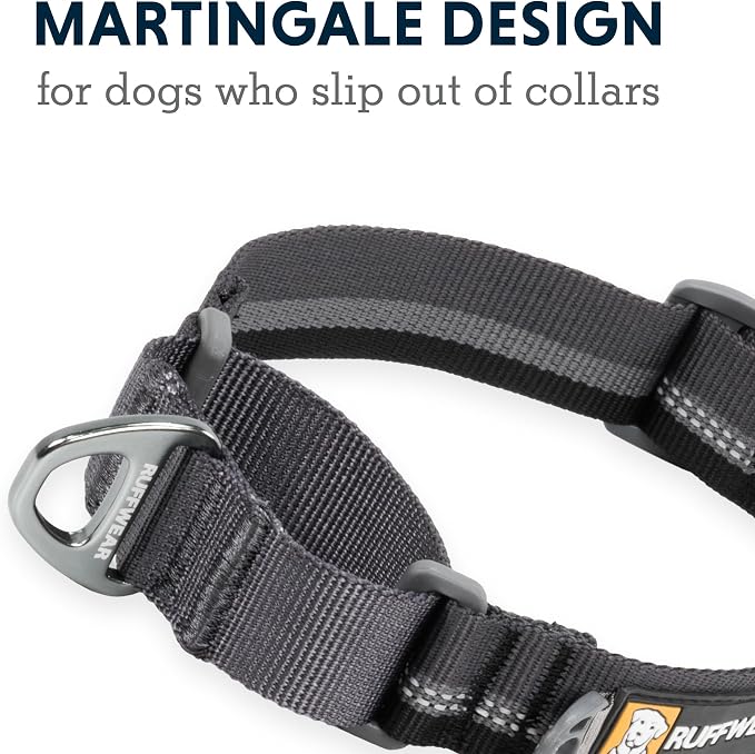 Ruffwear, Web Reaction Dog Collar, Escape-Proof Security Buckle, Adjustable Anti-Slip Martingale Collar with Durable Nylon Tubelok Webbing & Silent ID Attachment, River Rock Green, 20"-23"