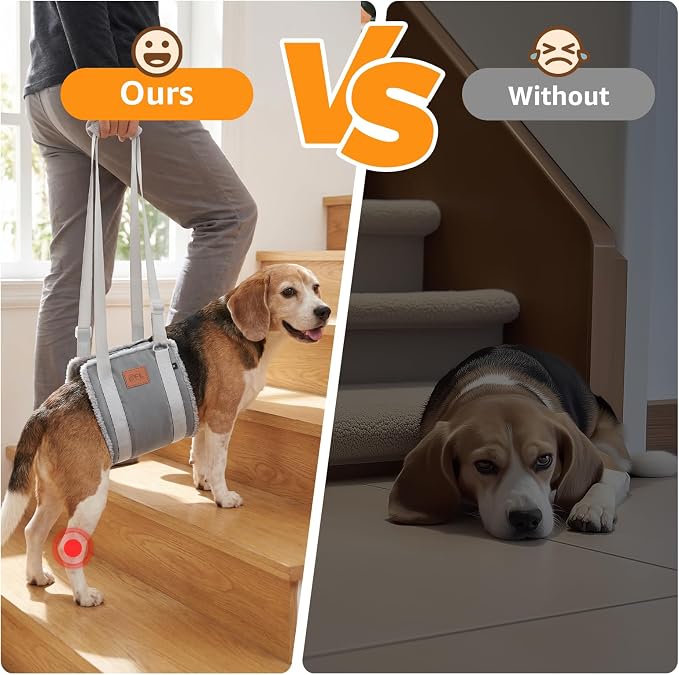 Adjustable Dog Lift Harness Dog Sling for Large Dogs Hind Leg Support Soft Lift Support for Weak Rear Legs, Helps Senior, Injured, Disabled, After ACL Surgery Dogs (Grey&Grey, Medium)