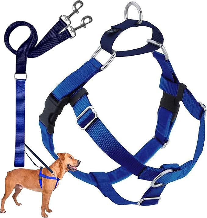 2 Hounds Design Freedom No Pull Dog Harness, Adjustable Harness and Leash Set, Easy Walking & Comfortable Control, Fits Small, Medium & Large Dogs, Solid Colors, Made in USA, 5/8" SM, Royal Blue