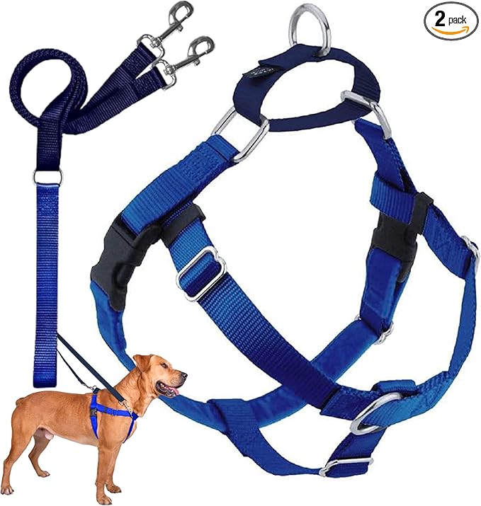 2 Hounds Design Freedom No Pull Dog Harness, Adjustable Harness and Leash Set, Easy Walking & Comfortable Control, Fits Small, Medium & Large Dogs, Solid Colors, Made in USA, 5/8" XS, Royal Blue