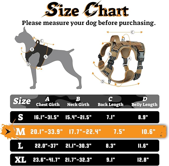 rabbitgoo Tactical Dog Harness for Large Dogs No Pull Adjustable Military Vest with Handle MOLLE Reflective Heavy Duty Dog Vest for Walking Training Hunting Outdoor Medium Size Dog Desert Camo M