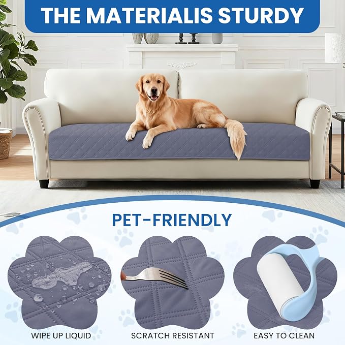Waterproof Couch Covers for Pets, Waterproof Dog Bed Cover, Anti-Slip Soft Dog Blankets, Couch Cover for Dogs Washable, Pet Blanket for Puppy Large Dogs Cat (68x82 Inch, Grey Blue)