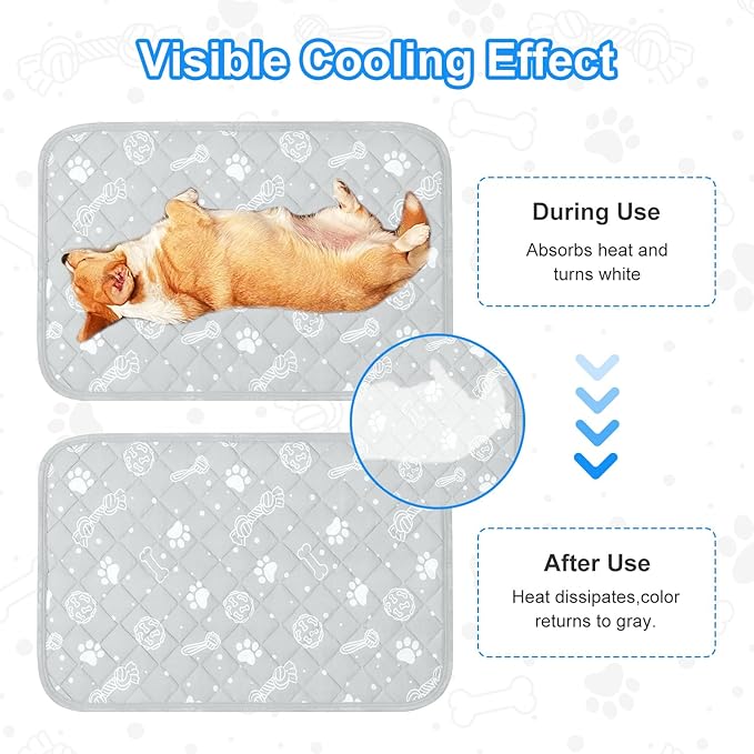 MH MYLUNE HOME Self Cooling Mat for Dog, 28”x39”Cool-Chill Cooling Fiber & Endothermic Color Changing Pet Cooling Pad, Foldable & Washable Non-Toxic Summer Pet Blanket